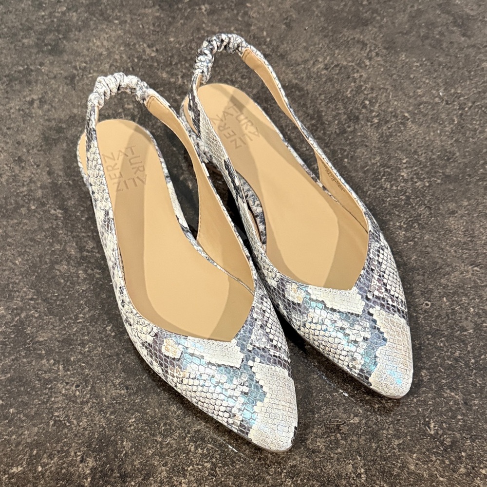 Naturalizer Halo Snake Print Leather Slingback Flats Size 6.5 M